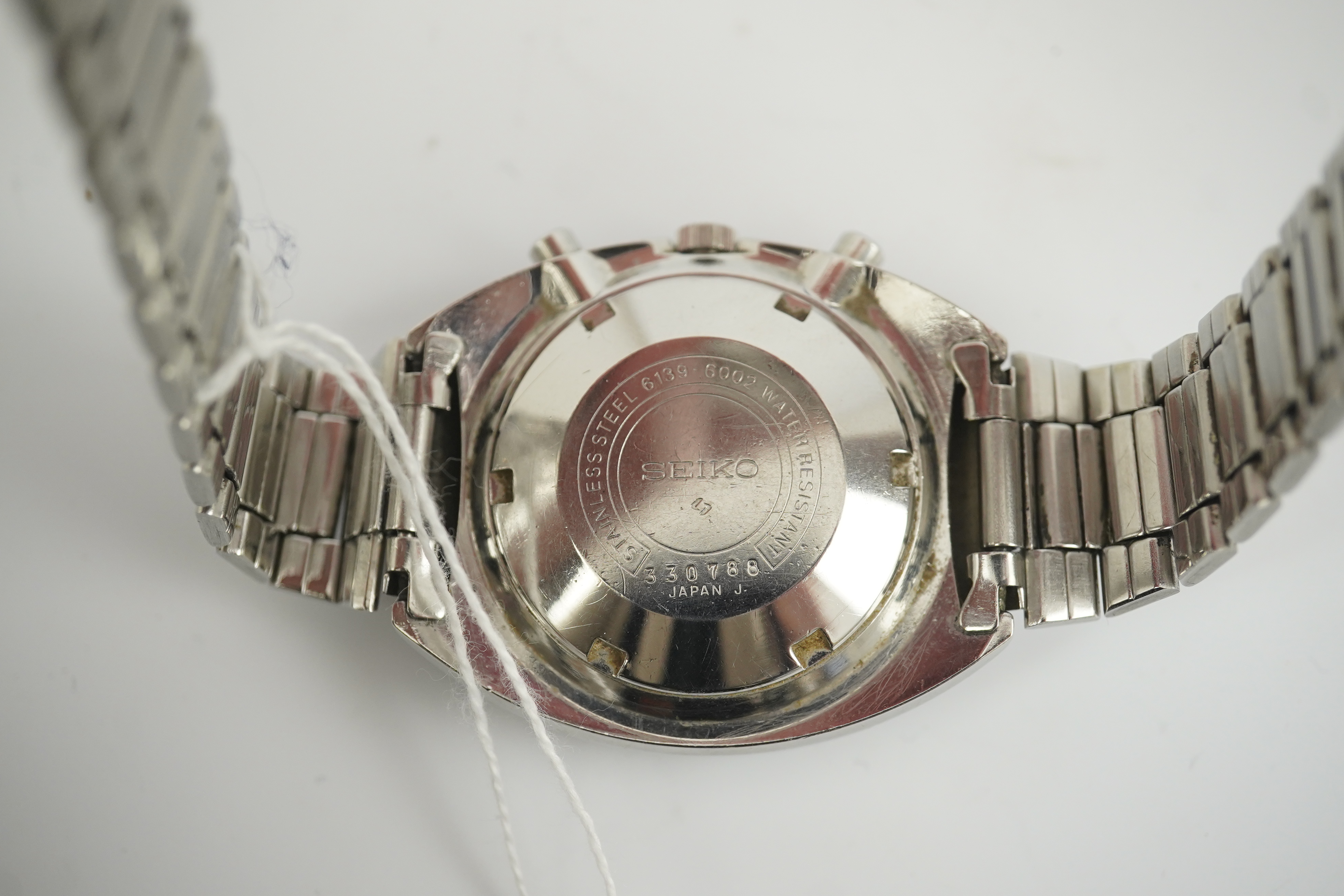 A gentleman's 1970's? stainless steel Seiko Pogue Chronograph automatic wrist watch